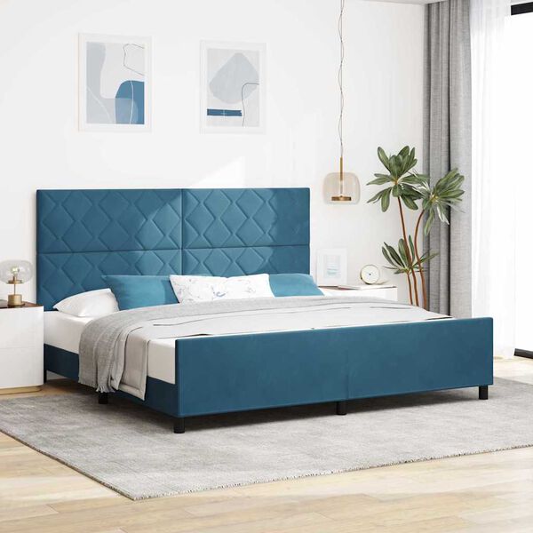 vidaXL Cama tipo Box Spring Azul Oscuro 200 x 200 cm Terciopelo