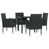 vidaXL Juego de comedor de jard&iacute;n 5 pzas rat&aacute;n sint&eacute;tico y acero negro