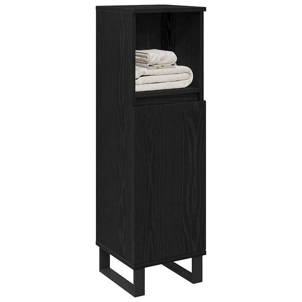 vidaXL Gabinete de Ba&ntilde;o con estante Roble Negro 30 x 30 x 100 cm