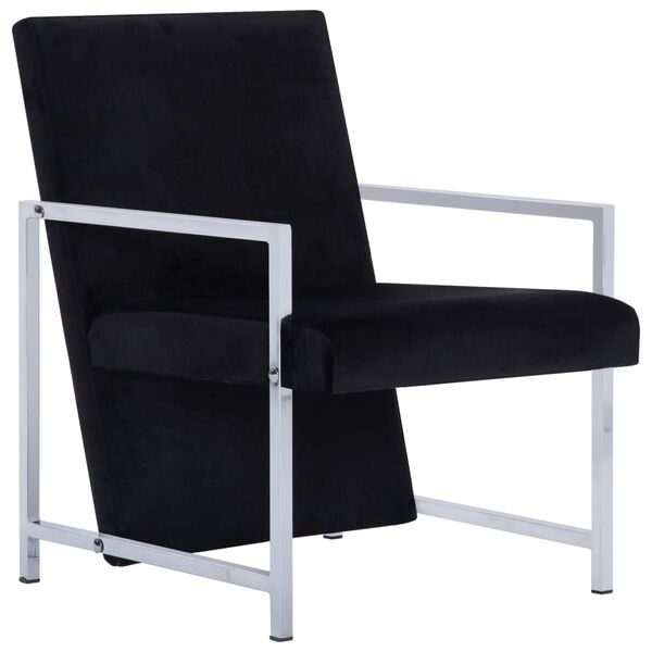 vidaXL Sill&oacute;n con patas cromadas de terciopelo negro