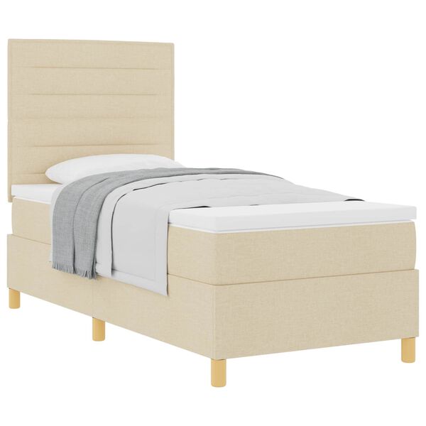 vidaXL Cama tipo Box Spring con colch&oacute;n Crema 90 x 200 cm tela