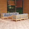vidaXL Juego de muebles de jard&iacute;n 8 pzas y cojines madera maciza pino