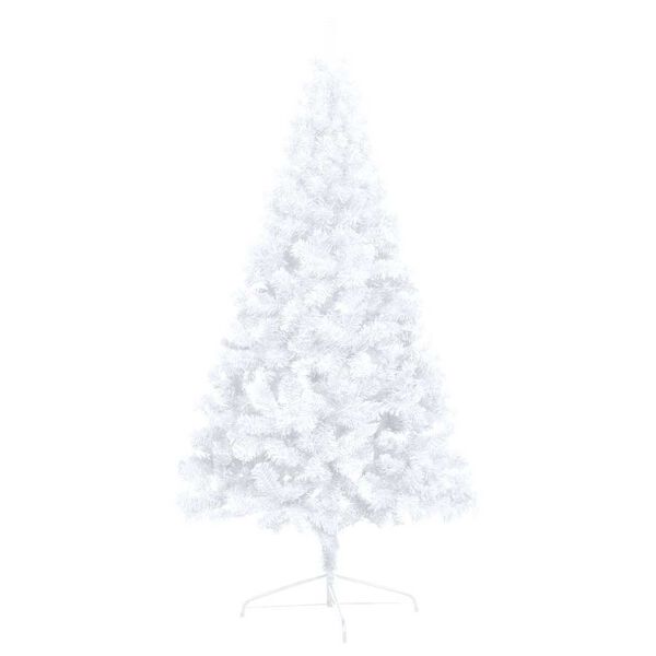 vidaXL Medio &aacute;rbol de Navidad con luces y bolas blanco 120 cm