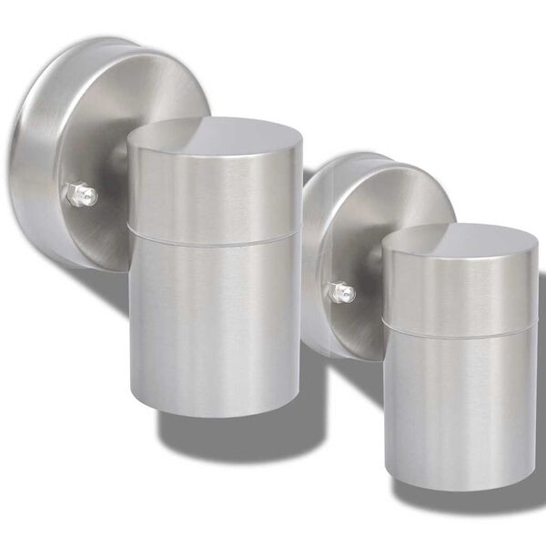 vidaXL L&aacute;mpara de pared exterior 2 uds acero inoxidable descendente