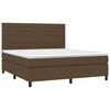 vidaXL Cama box spring con colch&oacute;n tela marr&oacute;n oscuro 180x200 cm