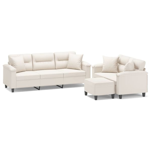 vidaXL Juego de sof&aacute;s con cojines 3 piezas tela microfibra beige