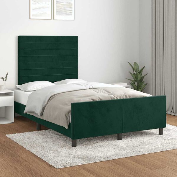 vidaXL Estructura cama sin colch&oacute;n terciopelo verde oscuro 120x200 cm