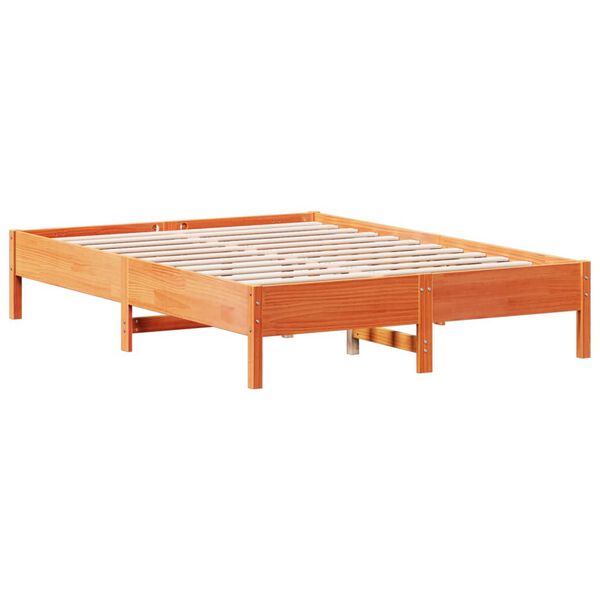 vidaXL Cama sin colch&oacute;n madera maciza de pino marr&oacute;n cera 160x200 cm