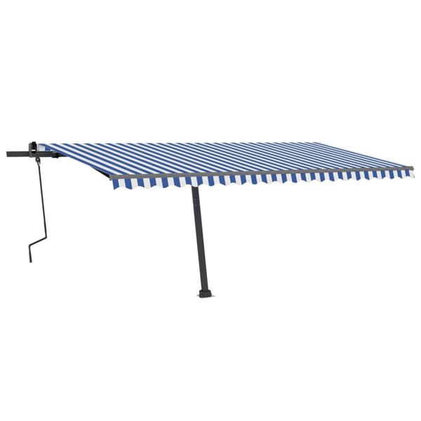 vidaXL Toldo de pie retr&aacute;ctil manual azul y blanco 500x300 cm