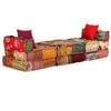 vidaXL Puf modular de 3 plazas de tela patchwork