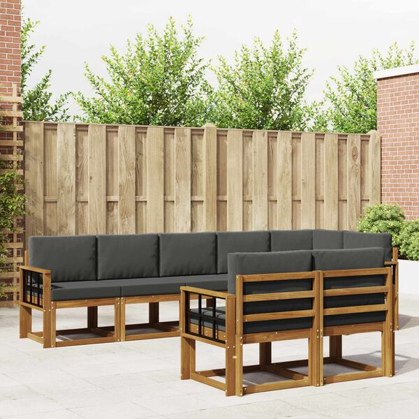 vidaXL Conjunto de sof&aacute;s de exterior 8 pcs Natural y Antracita