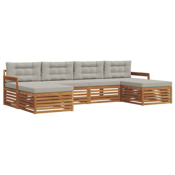 vidaXL Juegos de sof&aacute;s con coj&iacute;n 6 pcs Gris Natural y Claro