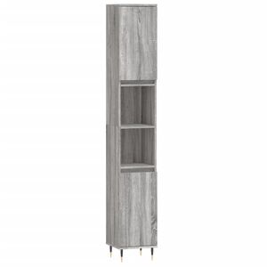 vidaXL Armario de ba&ntilde;o madera contrachapada gris Sonoma 30x30x190 cm