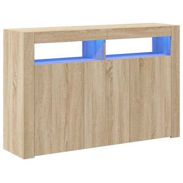 vidaXL Aparador con luces LED roble Sonoma 115,5x30x75 cm