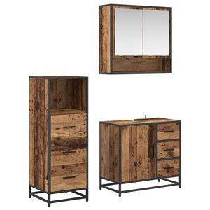 vidaXL Juego de muebles de ba&ntilde;o 3 uds. Madera Vieja 65 x 33 x 60 cm