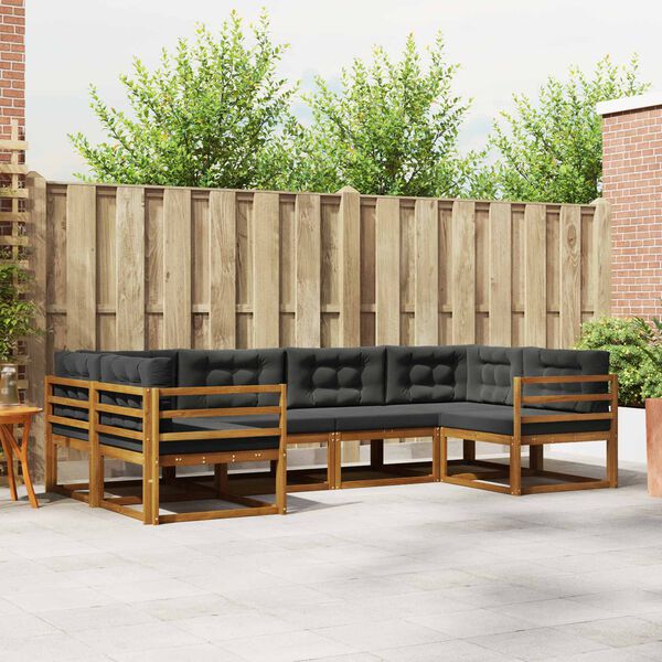 vidaXL Conjunto de sof&aacute;s de exterior 6 pcs Natural y Antracita