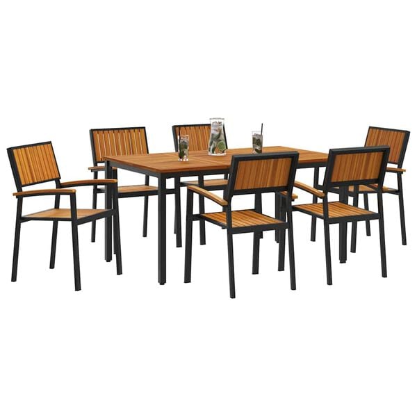 vidaXL Conjunto de Comedor de Jard&iacute;n 7 pcs Negro