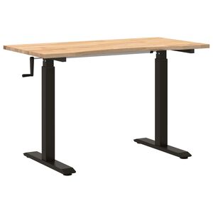 vidaXL Escritorio Negro y natural 120 x 60 cm Madera de Roble S&oacute;lido