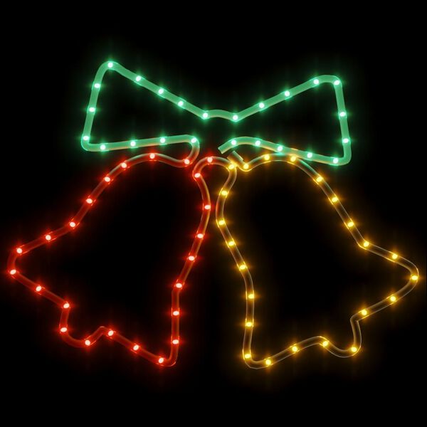 vidaXL Figuras de campanas de Navidad con 72 LEDs 2 piezas 50x56 cm
