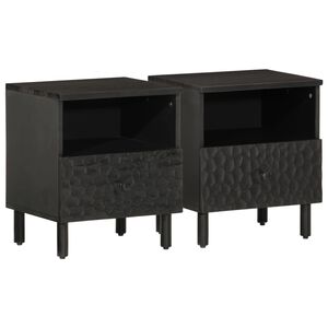 vidaXL Mesitas de noche 2 uds madera maciza de mango negro 40x33x46 cm