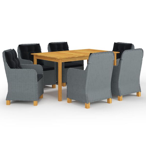 vidaXL Juego de comedor para jard&iacute;n de 7 piezas gris claro