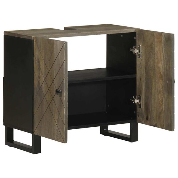 vidaXL Mueble para lavabo de madera maciza de mango negro 62x33x58 cm
