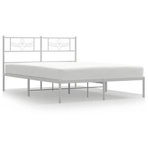vidaXL Estructura cama sin colch&oacute;n con cabecero metal blanco 140x190cm