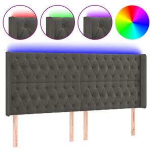 vidaXL Cabecero con LED de terciopelo gris oscuro 203x16x118/128 cm