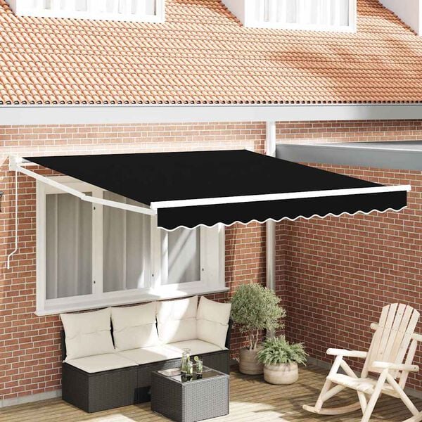 vidaXL Toldo Retr&aacute;ctil Manual Negro 350 x 250 cm tela