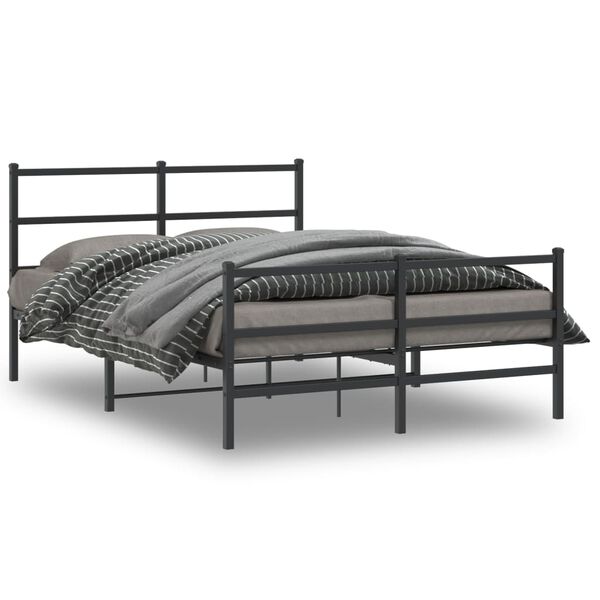 vidaXL Estructura cama sin colch&oacute;n con estribo metal negro 140x200 cm