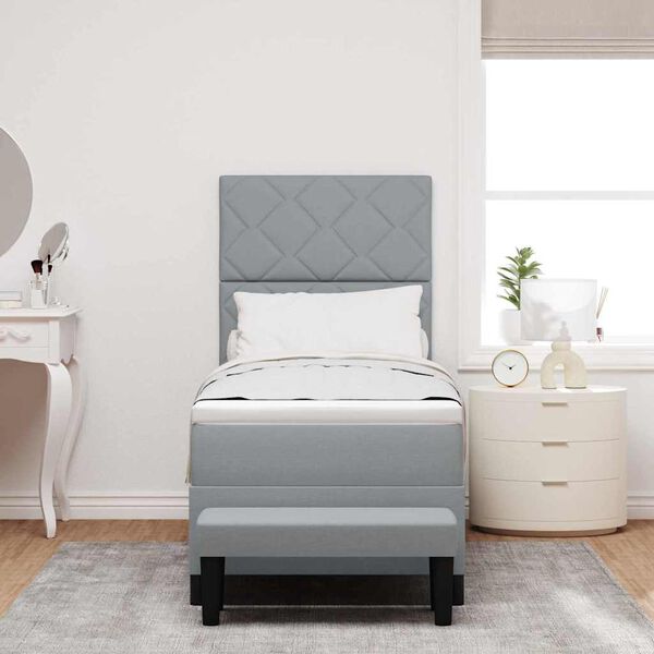 vidaXL Cama tipo Box Spring con cabecera Gris Claro 80 x 200 cm tela
