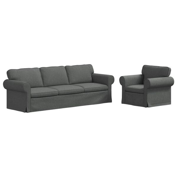 vidaXL Sof&aacute; 2 pcs Gris oscuro