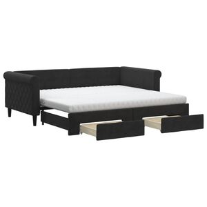 vidaXL Sof&aacute; cama nido con cajones terciopelo negro 90x190 cm