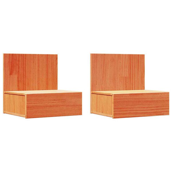 vidaXL Mesita de Noche con caj&oacute;n 2 pcs Marr&oacute;n cera 42 x 32,5 x 40 cm
