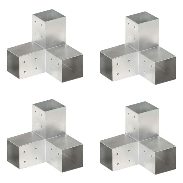 vidaXL Conectores de postes en Y 4 uds metal galvanizado 81x81 mm