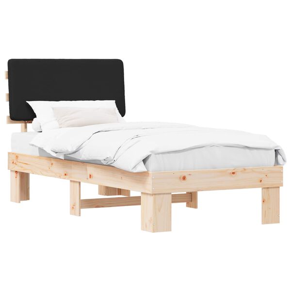vidaXL Estructura de Cama con Cabecera Tapizada Negro 90 x 190 cm