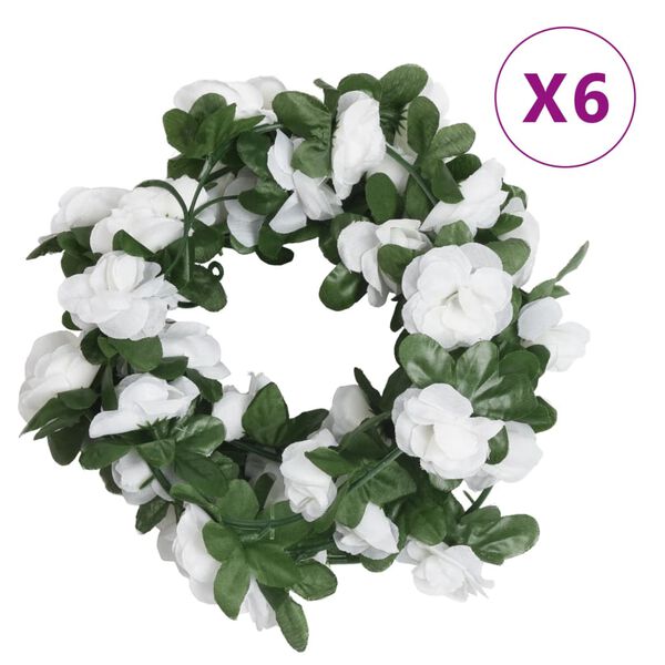vidaXL Guirnaldas de flores de Navidad 6 uds blanco primaveral 250 cm