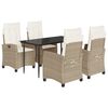 vidaXL Set comedor de jard&iacute;n 5 pzas con cojines rat&aacute;n sint&eacute;tico beige
