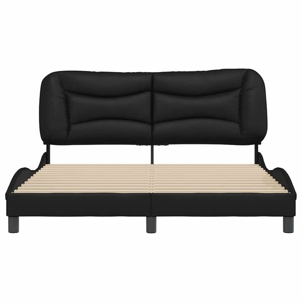 vidaXL Estructura de cama sin colch&oacute;n Hvar cuero sint&eacute;tico negro 160x200 cm