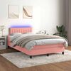 vidaXL Cama box spring con colch&oacute;n y LED terciopelo rosa 120x190 cm