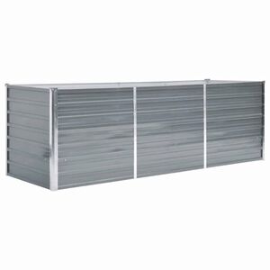 vidaXL Arriate de jard&iacute;n de acero galvanizado gris 240x80x77 cm