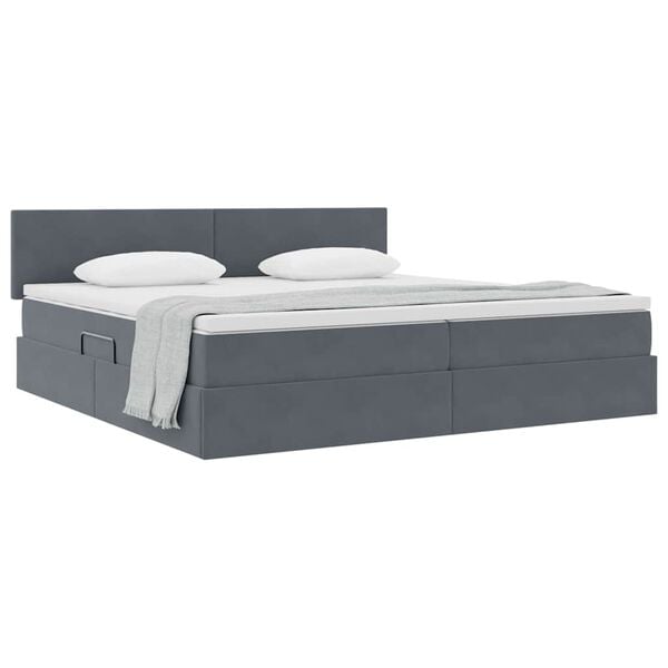 vidaXL Cama con almacenamiento Gris oscuro 200 x 200 cm Terciopelo