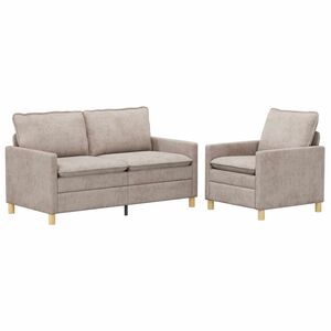 vidaXL Juego de Sof&aacute; 2 uds. Beige Poli&eacute;ster