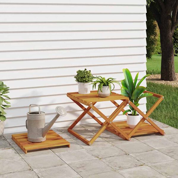 vidaXL Estanter&iacute;a plegable 3 alturas madera acacia marr&oacute;n 43x31x63 cm