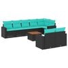vidaXL Set de sof&aacute;s de jard&iacute;n 9 pzas con cojines rat&aacute;n sint&eacute;tico negro