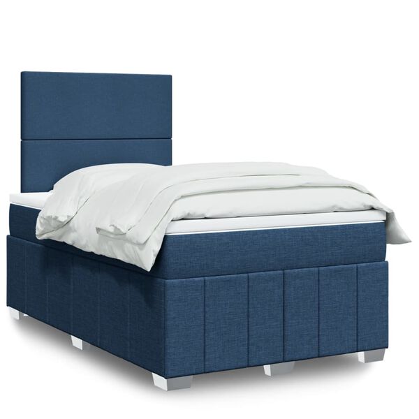 vidaXL Cama box spring con colch&oacute;n tela azul 120x190 cm