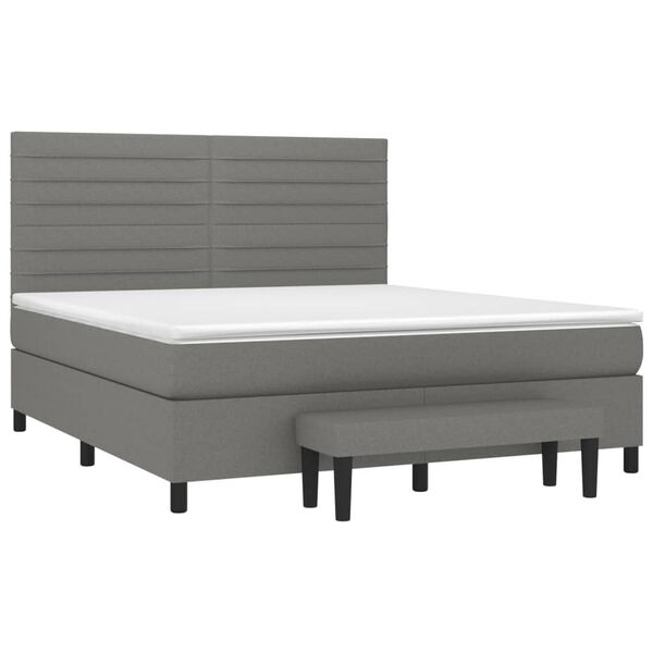 vidaXL Cama box spring con colch&oacute;n tela gris oscuro 160x200 cm