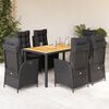 vidaXL Set de comedor de jard&iacute;n 7 pzas y cojines rat&aacute;n sint&eacute;tico negro