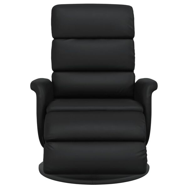 vidaXL Sill&oacute;n reclinable con reposapi&eacute;s cuero sint&eacute;tico negro