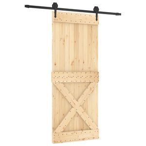 vidaXL Puerta Corredera Natural y negro 85 x 210 cm
